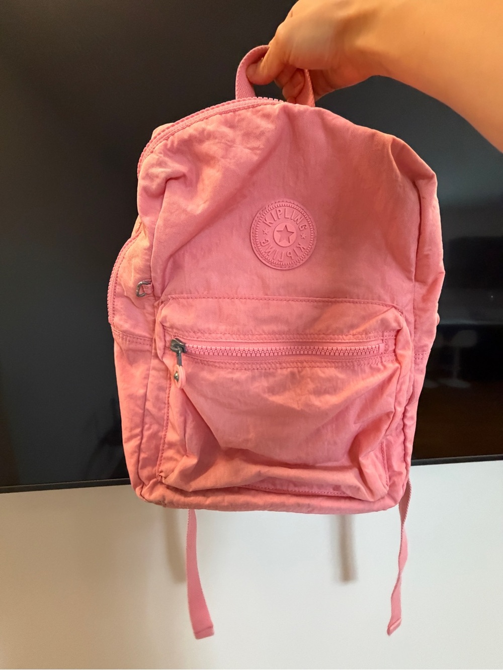 Kipling Dusty Pink Small Backpack with Front Zip Pocket